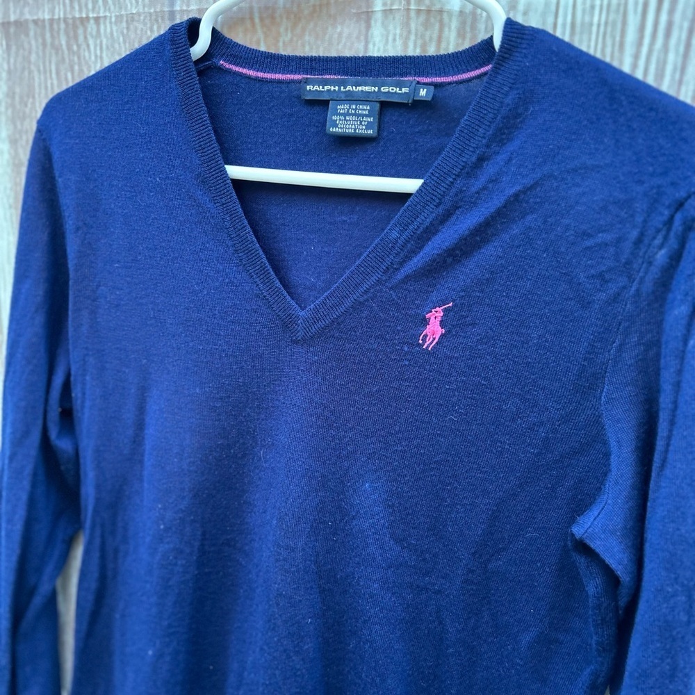 VTG Ralph Lauren Golf M Italian wool lightweight sweater preppy quiet luxury - Picture 3 of 9
